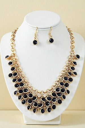 CLUSTER GEM BIB NECKLACE SET