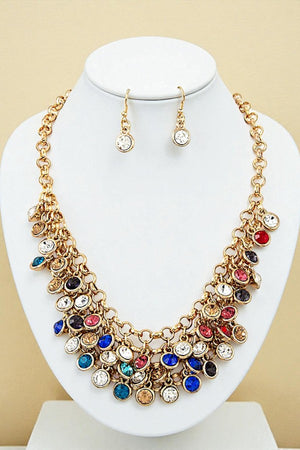 CLUSTER GEM BIB NECKLACE SET