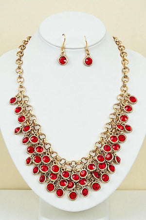 CLUSTER GEM BIB NECKLACE SET