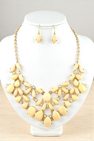 FRAMED STONE BIB NECKLACE SET