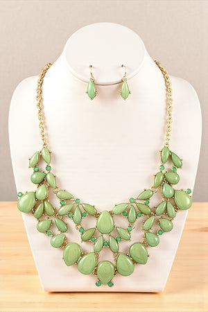 FRAMED STONE BIB NECKLACE SET