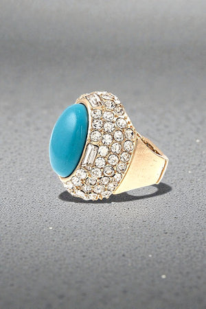 RHINESTONE PAVE OVAL GEM ACCENT RING