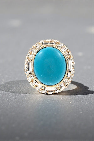 RHINESTONE PAVE OVAL GEM ACCENT RING