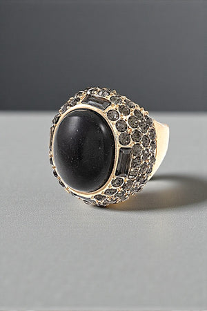 RHINESTONE PAVE OVAL GEM ACCENT RING