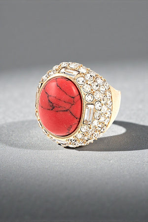 RHINESTONE PAVE OVAL GEM ACCENT RING