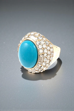 RHINESTONE PAVE OVAL GEM ACCENT RING