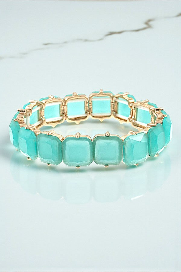 FACETED STONE LINK STRETCH BRACELET