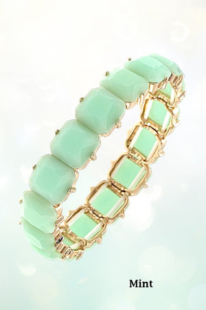 FACETED STONE LINK STRETCH BRACELET