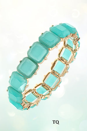 FACETED STONE LINK STRETCH BRACELET