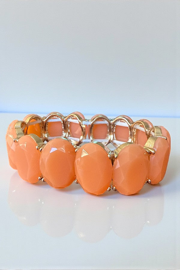 FACETED OVAL LINK STRETCH BRACELET