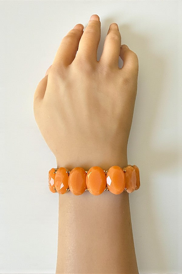 FACETED OVAL LINK STRETCH BRACELET