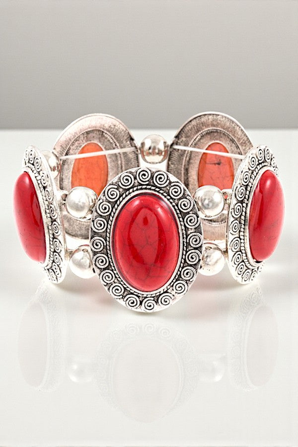 OVAL FRAMED GEM STRETCH BRACELET