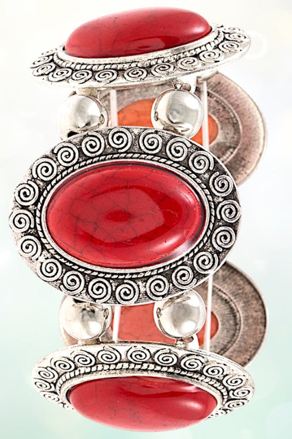 OVAL FRAMED GEM STRETCH BRACELET