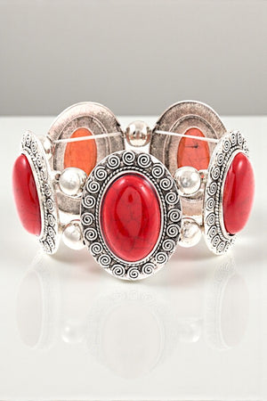 OVAL FRAMED GEM STRETCH BRACELET