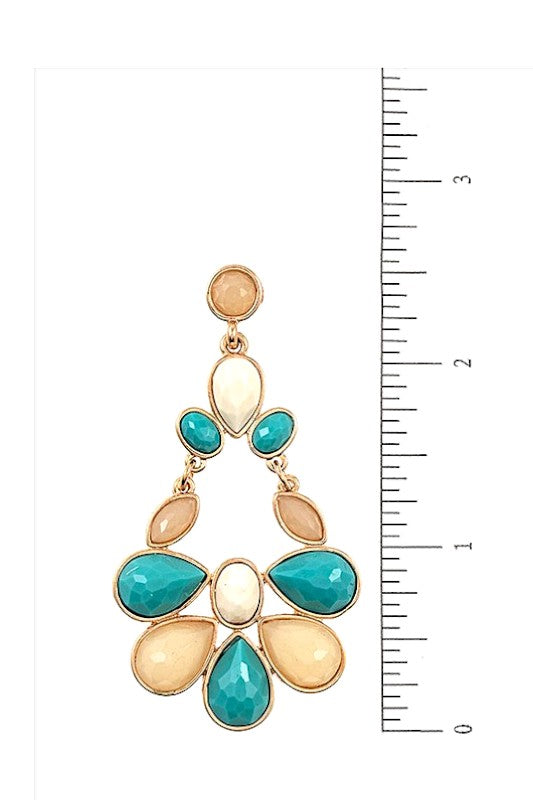 FACETED GEMSTONE DROP DANGLE EARRING