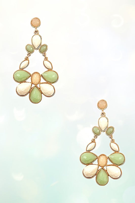FACETED GEMSTONE DROP DANGLE EARRING