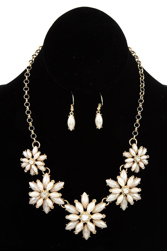 PEARL FLORAL LINK NECKLACE SET