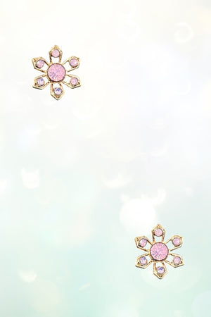 CRYSTAL GEM FLORAL POST EARRING