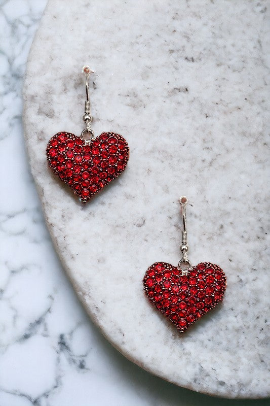 Rhinestone Pave Heart Drop Earring