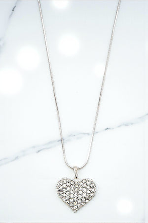 RHINESTONE HEART PENDANT NECKLACE SET