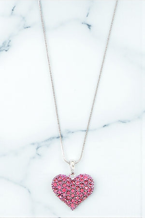 RHINESTONE HEART PENDANT NECKLACE SET