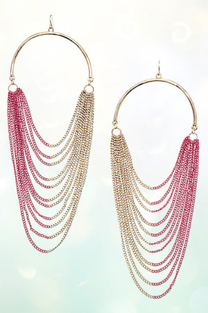 DRAPPED CHAIN FASHION STATEMENT EARRING