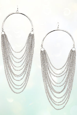 DRAPPED CHAIN FASHION STATEMENT EARRING