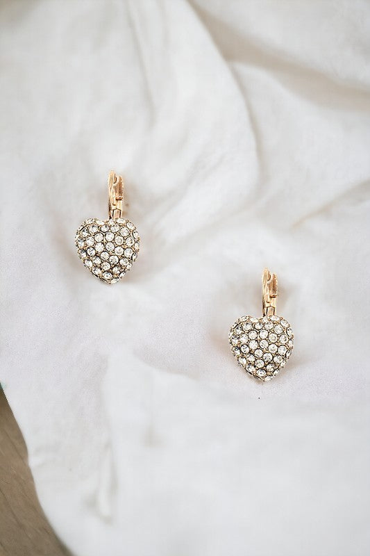 Crystal Gem Pave Heart Hook Earring