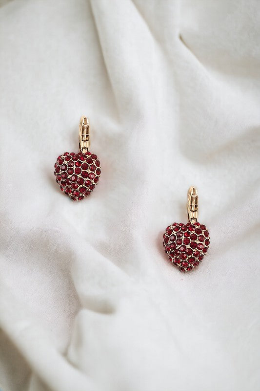 Crystal Gem Pave Heart Hook Earring