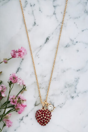 Gem Heart Pendant Necklace Set