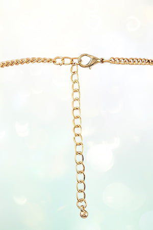 DROP STONES LINK CHAIN TASSEL ACCENT LONG NECKLACE AND BALL BEAD DANGLE EARRING SET