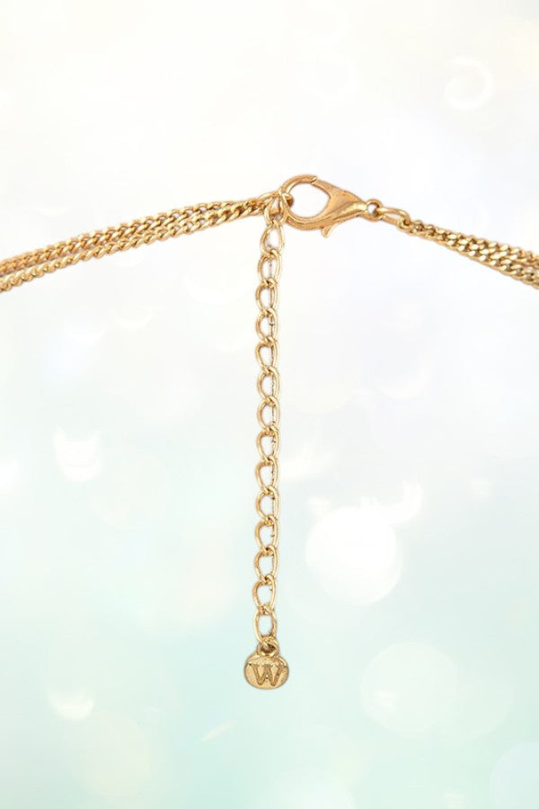 GEM PENDANT AND BEADS LAYERED NECKLACE