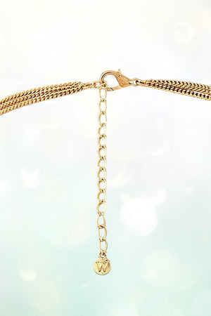 BEADED TASSEL SHELL PEARL PENDANT TRIPLE LAYERED NECKLACE