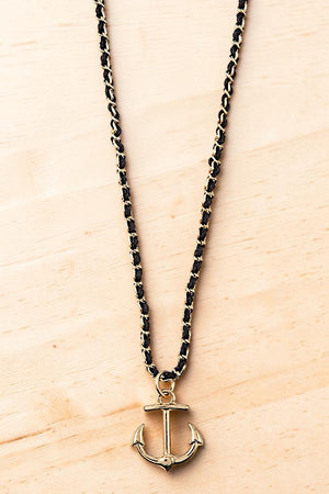 DELICATE ANCHOR PENDANT INTERLACED CHAIN STRAP NECKLACE