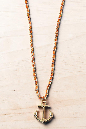 DELICATE ANCHOR PENDANT INTERLACED CHAIN STRAP NECKLACE