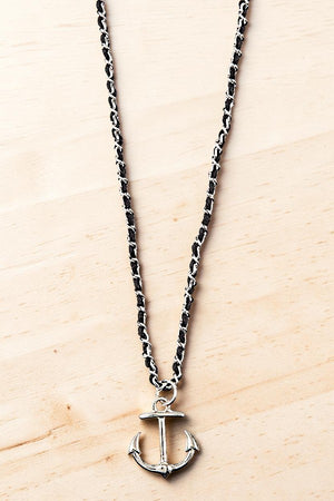 DELICATE ANCHOR PENDANT INTERLACED CHAIN STRAP NECKLACE