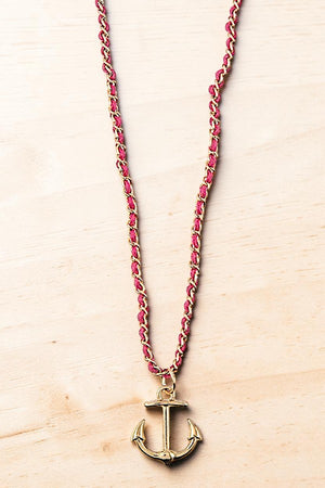DELICATE ANCHOR PENDANT INTERLACED CHAIN STRAP NECKLACE