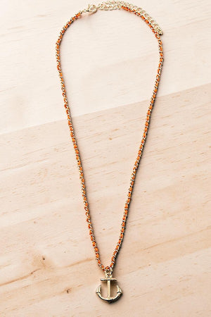 DELICATE ANCHOR PENDANT INTERLACED CHAIN STRAP NECKLACE