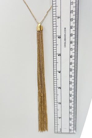 Oblong Chain Tassel Necklace Set