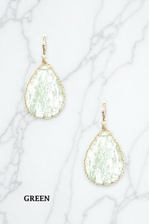 TEARDROP FRAMED GEMSTONE EARRING