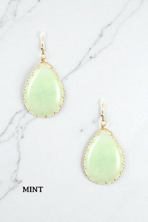 TEARDROP FRAMED GEMSTONE EARRING