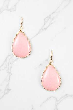 TEARDROP FRAMED GEMSTONE EARRING