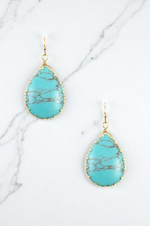 TEARDROP FRAMED GEMSTONE EARRING