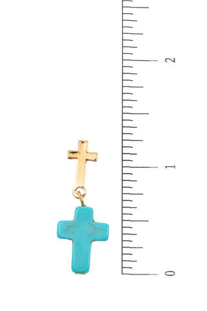 DOUBLE CROSS GEM DANGLE EARRING