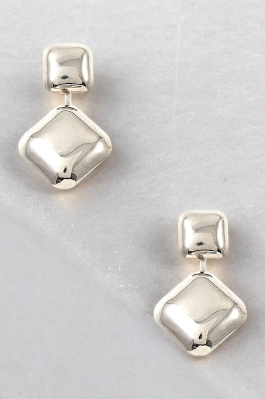 DOUBLE SQUARE LINK POST EARRING