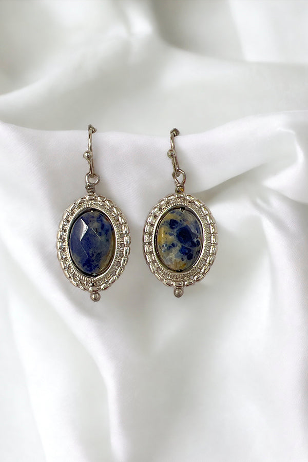 Oval Framed Gem Dangle Earring