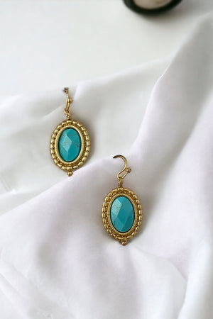 Oval Framed Gem Dangle Earring