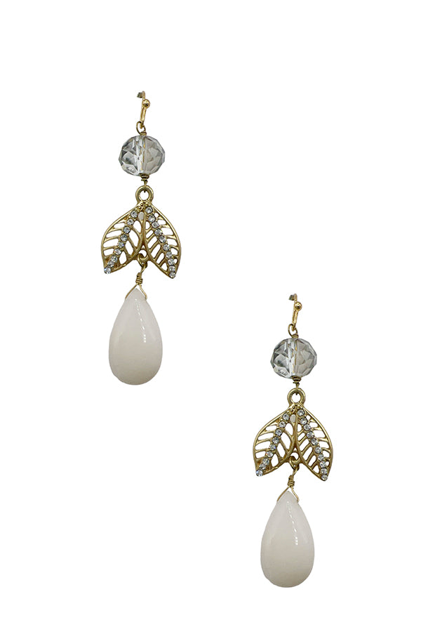 Facered Teardrop Leaf Dangle Earring