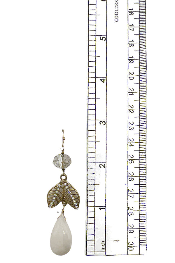 Facered Teardrop Leaf Dangle Earring