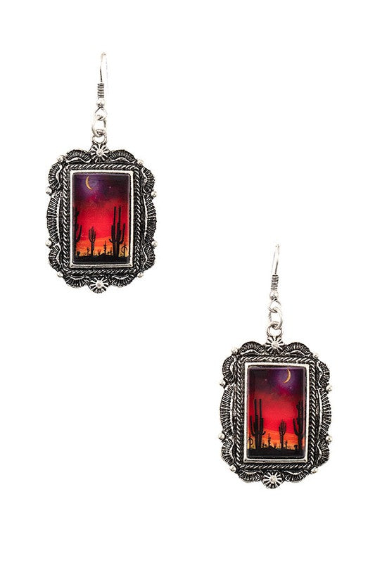 DESERT NIGHT FRAMED DANGLE EARRING